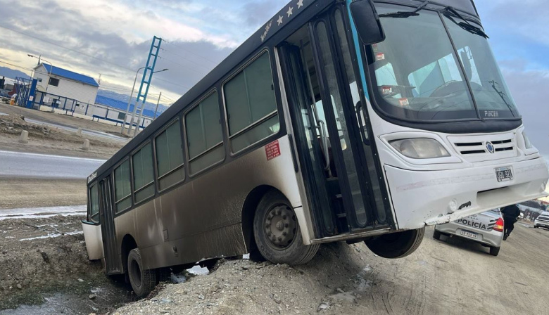 Susto sin heridos en Héroes de Malvinas: un colectivo se desbarrancó sin pasajeros