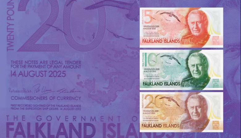 Ponen en circulación billetes de Carlos III en las Islas Malvinas
