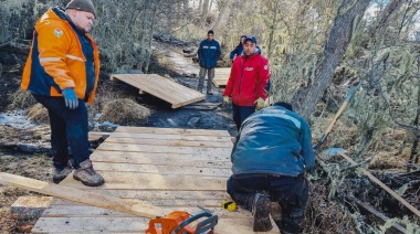 El municipio de Tolhuin repara el sendero de la Laguna Cami