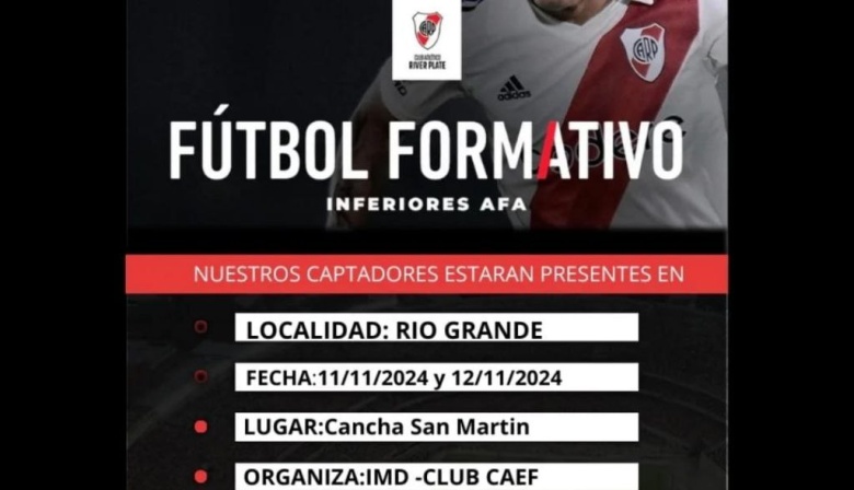 River Plate probará jugadores de las categorías 2008 a la 2016 en Ushuaia y Río Grande