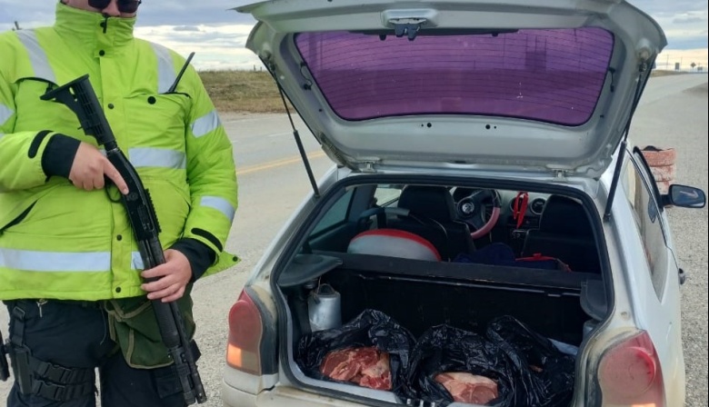 Hallan carne vacuna en el baúl de un auto