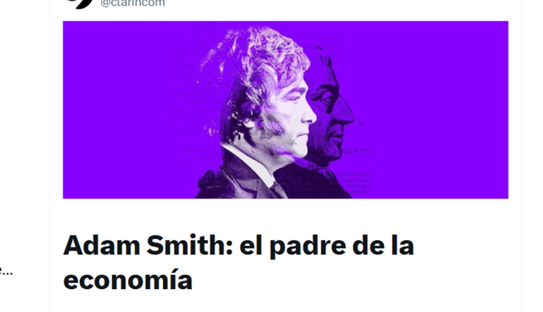 Amplia columna de Milei en Clarín destaca la figura de Adam Smith