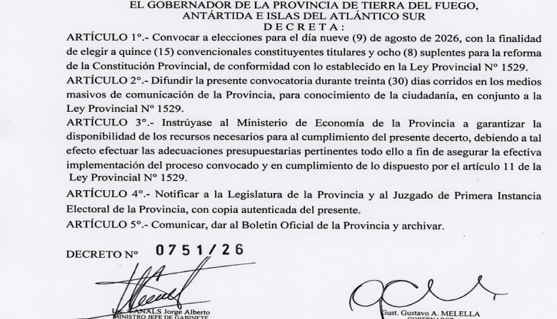 Melella publicó el decreto durante el feriado del 1 de mayo y convocó a elecciones