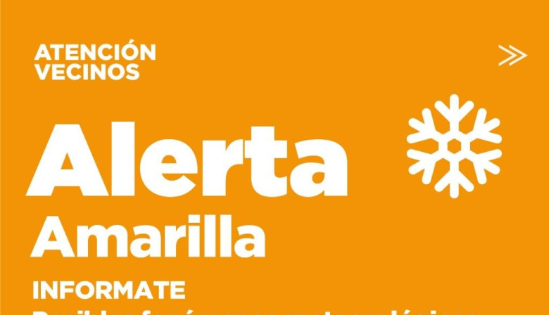 La Municipalidad informa alerta amarilla por nevadas para la tarde y noche de este lunes