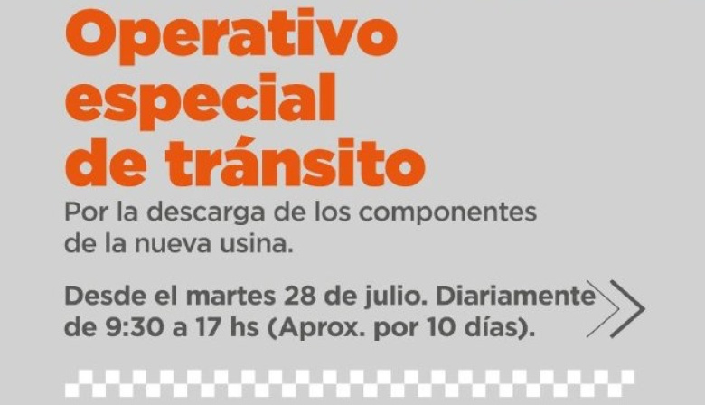 Nueva Usina de Ushuaia: Realizarán un operativo especial de tránsito ante la descarga de los componentes