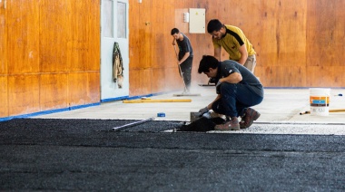 Entró en la etapa final la construcción del nuevo gimnasio de la Escuela 21 de Río Grande