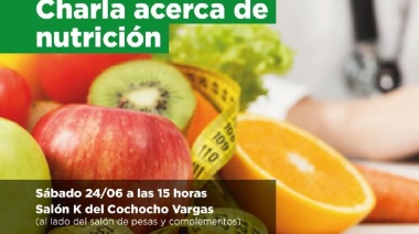 El Instituto Municipal de Deportes compartirá una charla sobre la nutrición y el deporte