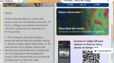 Rige alerta meteorológico por fuertes vientos