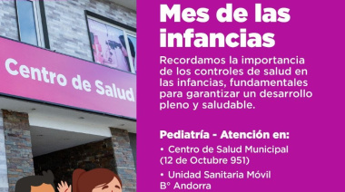 El Municipio impulsa los controles pediátricos en el mes de las infancias