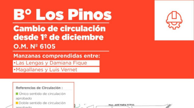 Desde el 1° de diciembre cambia de sentido de circulación en el barrio Los Pinos