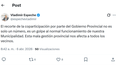 Espeche cuestionó "el recorte de coparticipación" del Gobierno Provincial a la Municipalidad de Ushuaia
