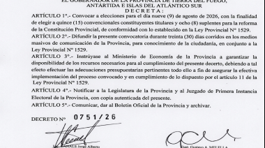Melella publicó el decreto durante el feriado del 1 de mayo y convocó a elecciones