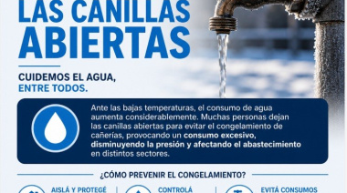 Se solicita el uso responsable del agua potable durante el invierno
