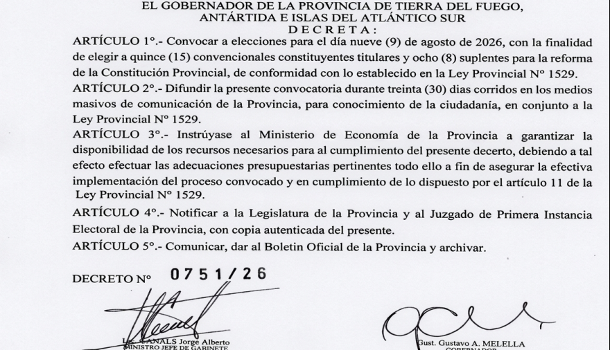 Melella publicó el decreto durante el feriado del 1 de mayo y convocó a elecciones