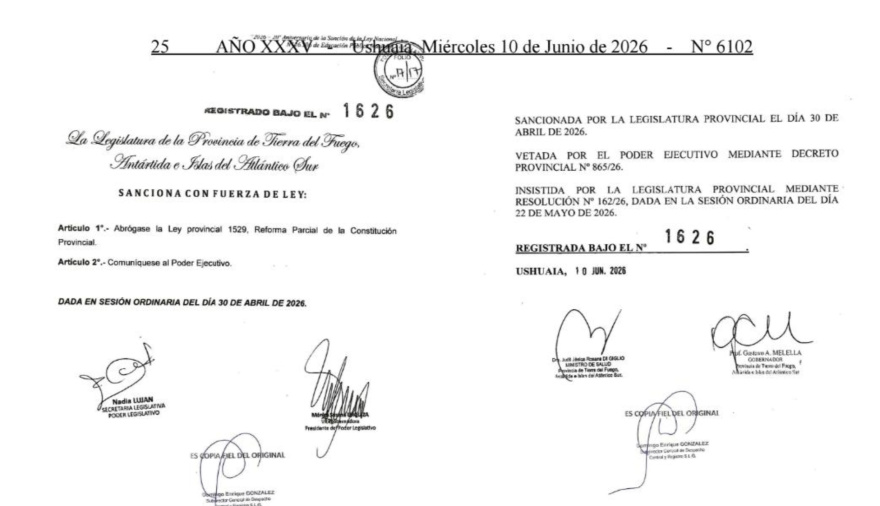 Finalmente Melella promulgó la ley que frenó la reforma constitucional