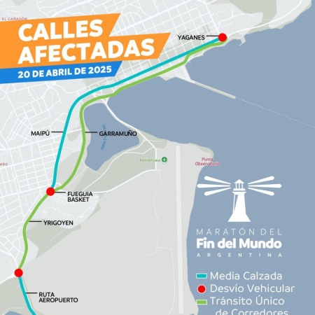 Maratón del Fin del Mundo: La Dirección de Tránsito anunció cortes y desvíos para la mañana del domingo