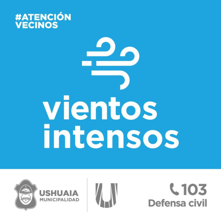 Defensa Civil emite recomendaciones por alerta amarilla por fuertes vientos en Ushuaia