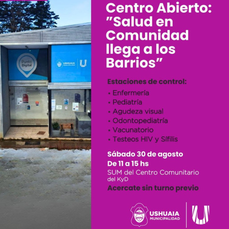 Centro abierto - "Salud en comunidad" en el SUM del Centro Comunitario KyD
