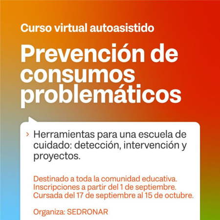 Se abren las inscripciones para el curso virtual sobre "Prevención de consumos problenáticos en el ambito educativo"