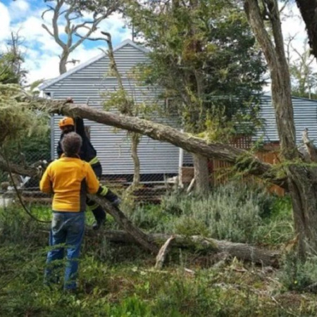 Ushuaia respondió a más de 60 intervenciones por el temporal de viento en 5 horas
