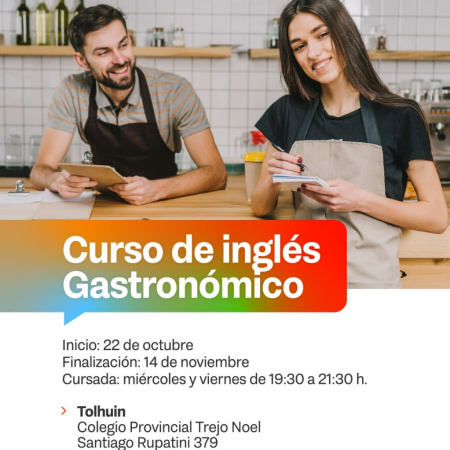 Curso intensivo y gratuito de inglés gastronómico en Tolhuin