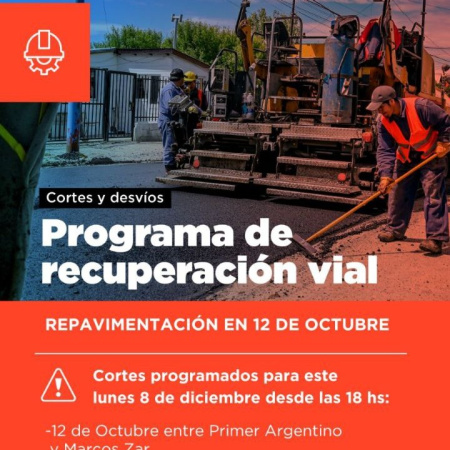 El lunes habrá cortes y desvíos de tránsito en la calle 12 de Octubre