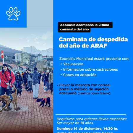 Dirección de Zoonosis acompaña la última caminata del año junto a ARAF