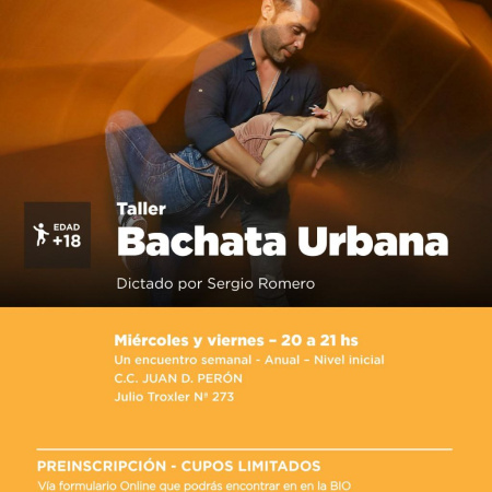 Preinscripción al taller anual de bachata urbana en el Centro Comunitario "Juan D. Perón"