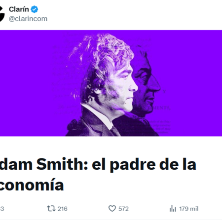 Amplia columna de Milei en Clarín destaca la figura de Adam Smith