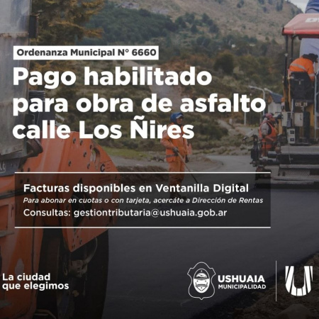 El Municipio habilitó el pago de la obra de pavimentación de calle Los Ñires