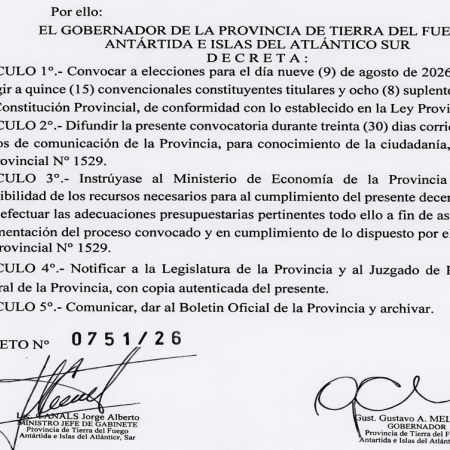 Melella publicó el decreto durante el feriado del 1 de mayo y convocó a elecciones