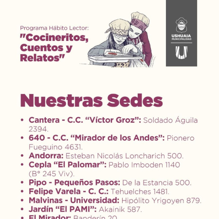 El Programa Hábito Lector: Cocineritos, Cuentos y Relatos habre sus inscripciones
