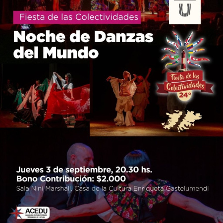 El Municipio realizará la "Noche de Danzas del Mundo" este jueves 3 en la Casa de la Cultura