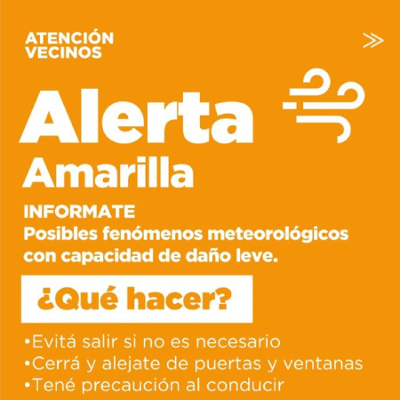 Defensa Civil emite una alerta amarilla por fuertes vientos